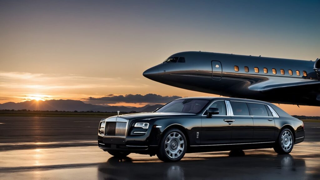 black-silver-plane-is-parked-runway-with-word-air-side
